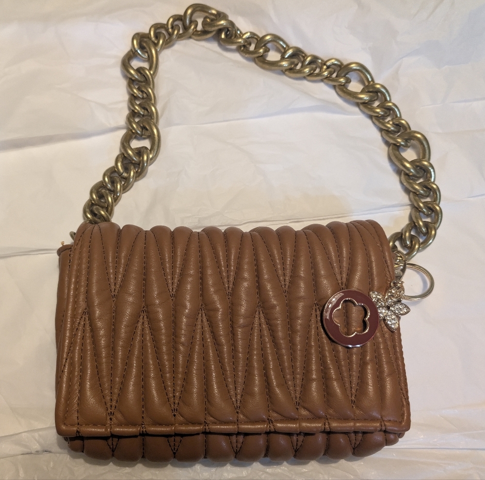 Montana West Brown Quilte Shoulder Bag